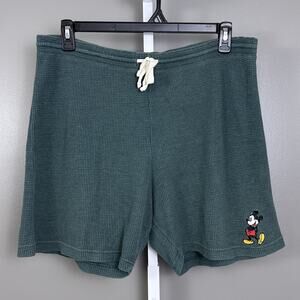 Vintage Mickey Inc. Waffle Knit Shorts Womens Large Disney Drawstring Lounge 90s